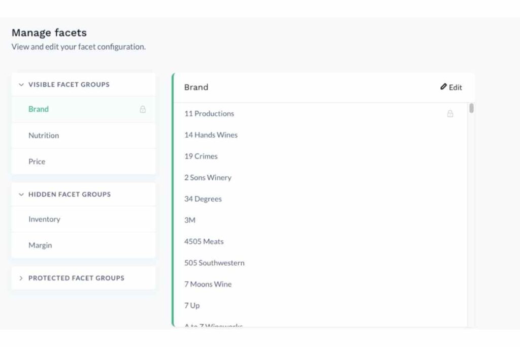 optimized facets in faceted search software