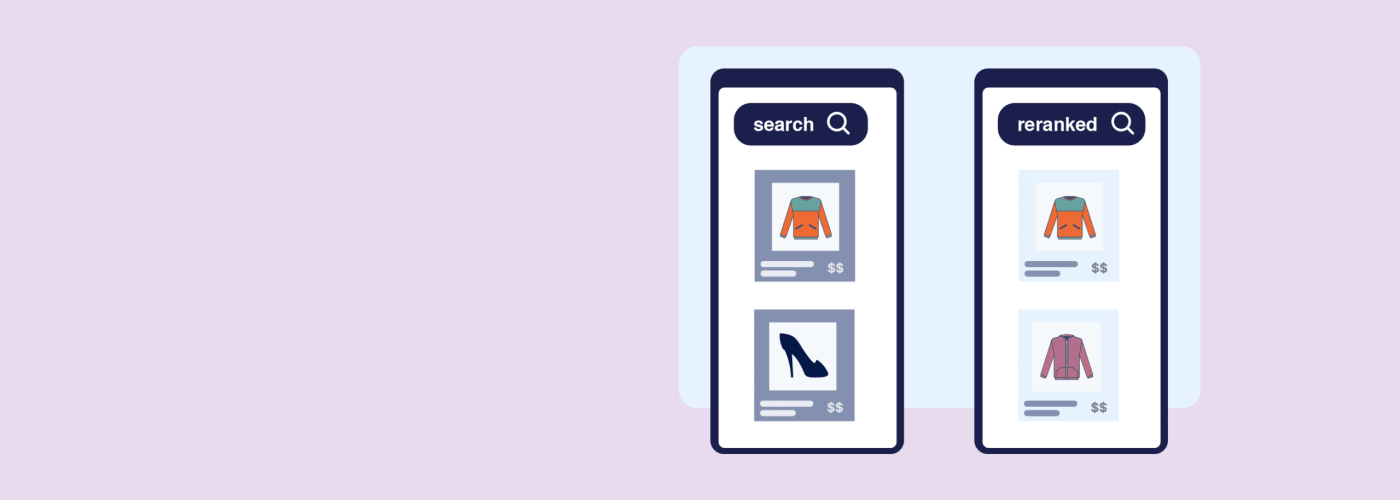 Reranked searches through search merchandising on a mobile phone by Krestor Search and Discovery